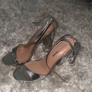 Fashion Nova Metallic Silver Heels